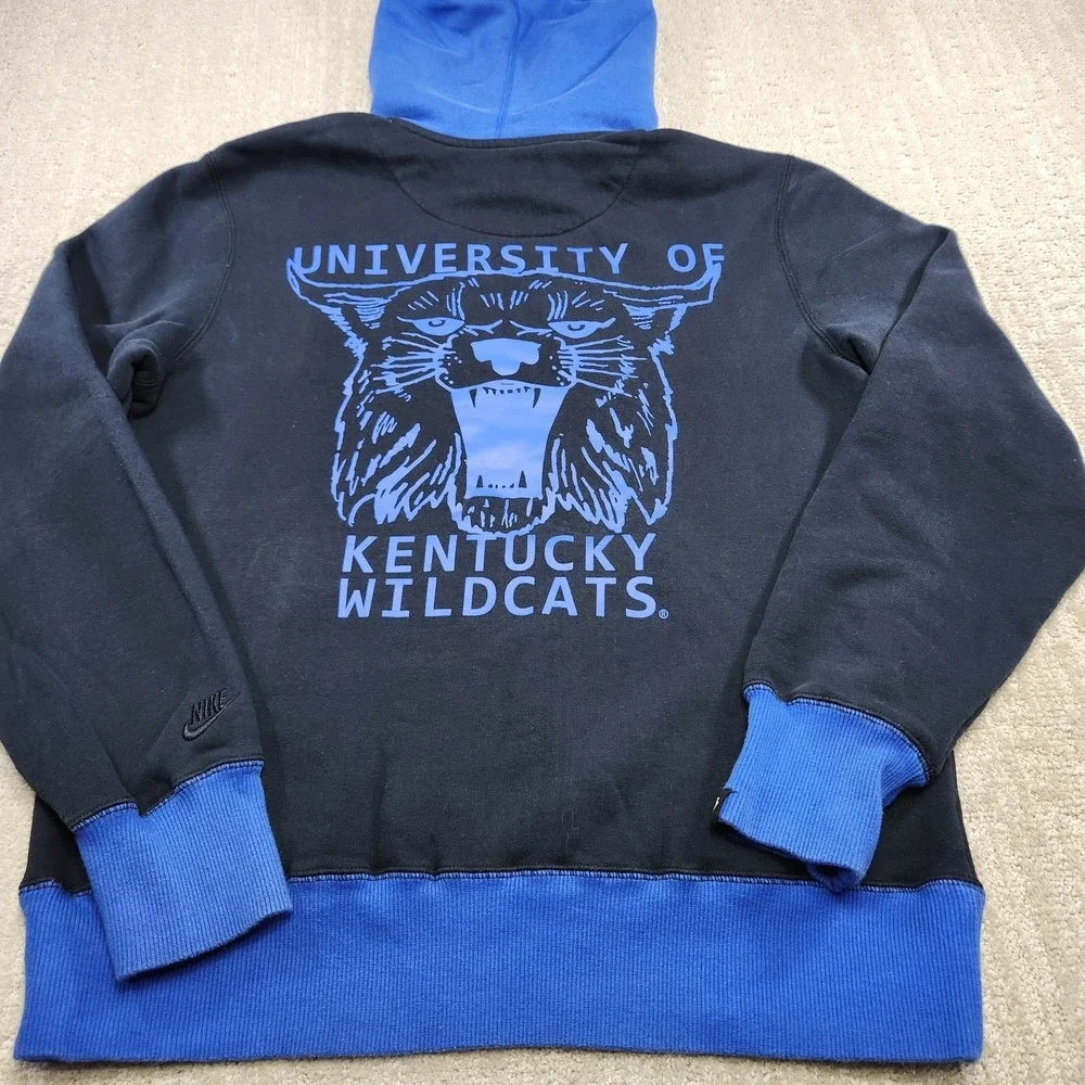 Vintage‎ Kentucky Wildcats Hoodie Men Medium Nike Y2K Black Blue Fleece NCAA UK